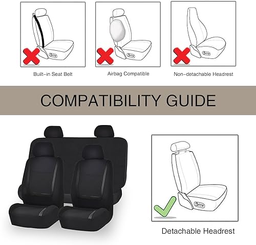 Miniatura 6 de Ajxn Juego completo de 9 fundas para asientos delanteros y traseros, líneas simples, transpirables y cómodas, protectores lavables y reutilizables,
