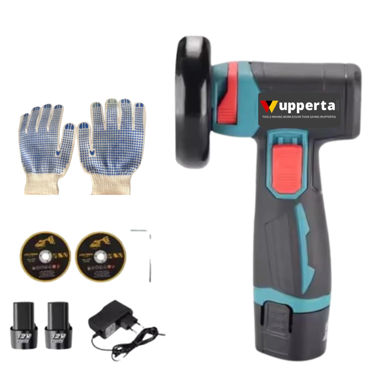 12V Mini Angle Grinder, Cordless Angle Grinder Tool with 2 PCS Batteries, 19500RPM, Includes Grinding Discs, Saw Blades, Storage Box for Cutting, Grinding, Polishing