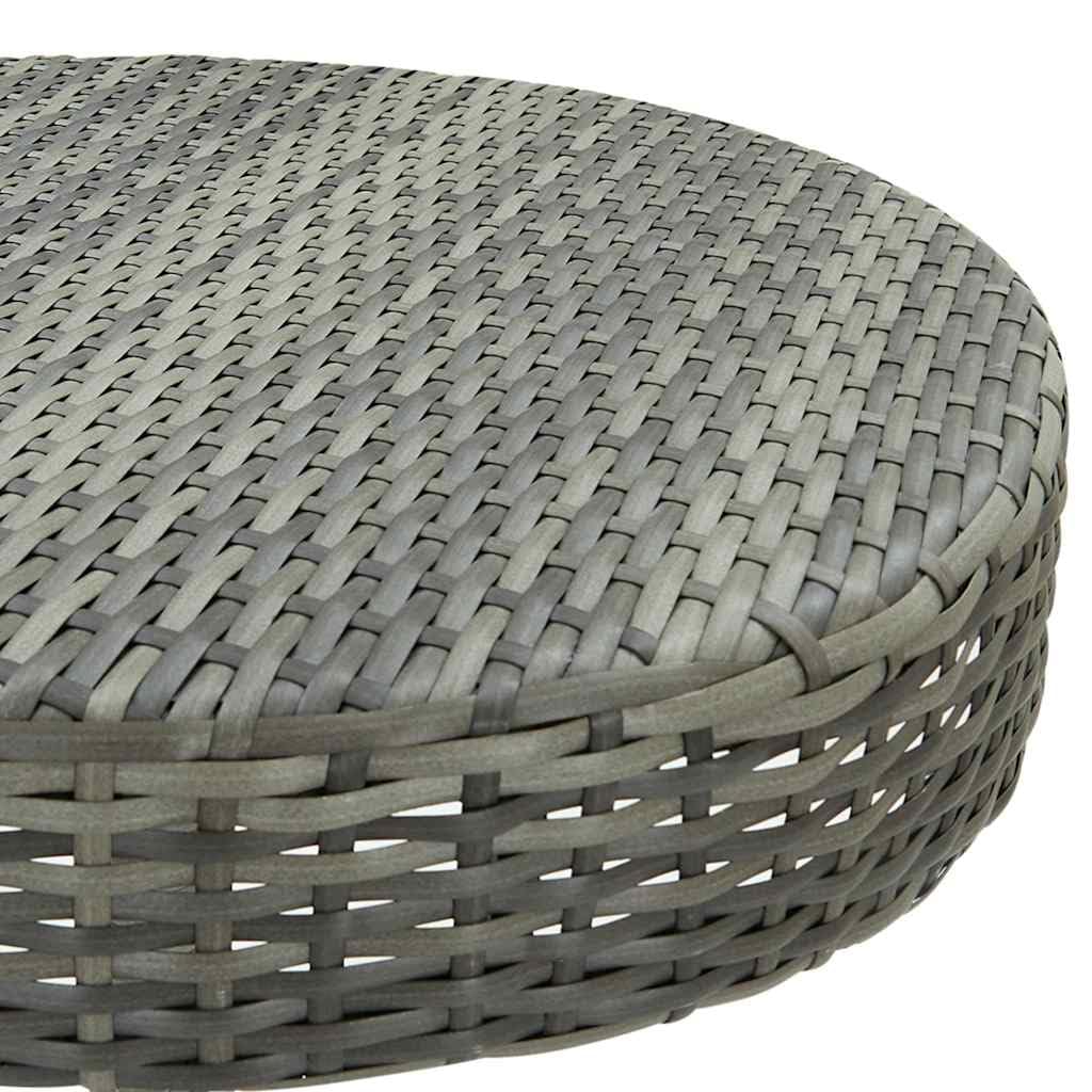 Stół ogrodowy, szary, 60,5 x 106 cm, polirattan, odporny na warunki atmosferyczne, stół do jadalni ze stalowym stelażem, na taras, balkon, do ogrodu i na kemping, składany, owalny, wytrzymały