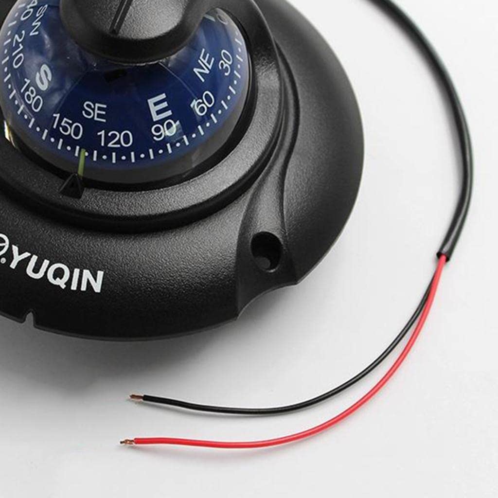 F Fityle Brújula de Navegación Kayak Brújula Marina Brújula Tablero Automóvil Brújula Iluminada Giratoria Lectura Fácil LED Adecuada para Navegación Pesca