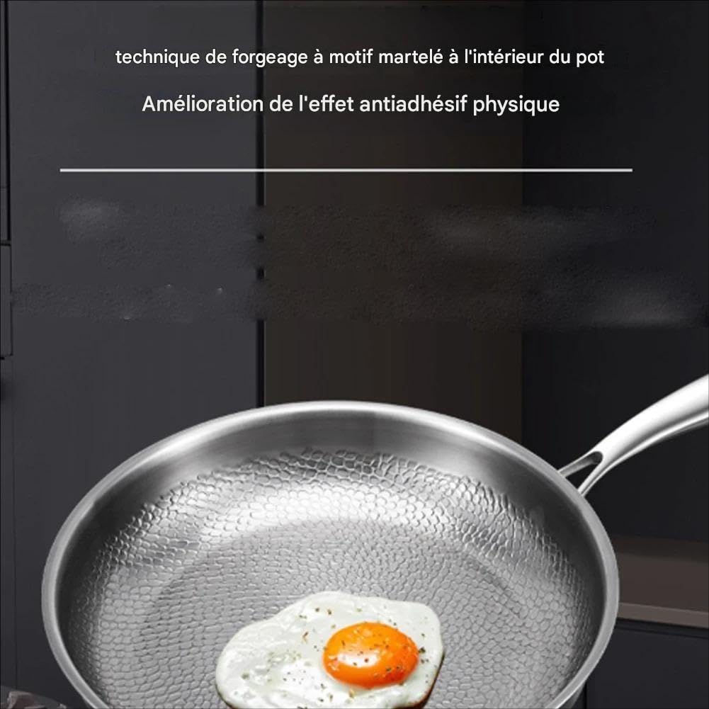 Poêle En Titane, Multi-Tailles 22/24/26/28/30 Cm – Antiadhésive Naturelle Sans Revêtement Chimique, Surface Martelée Chauffe Ultra-Rapide – Compatible Induction, Gaz, Céramique (sans couvercle,22cm)
