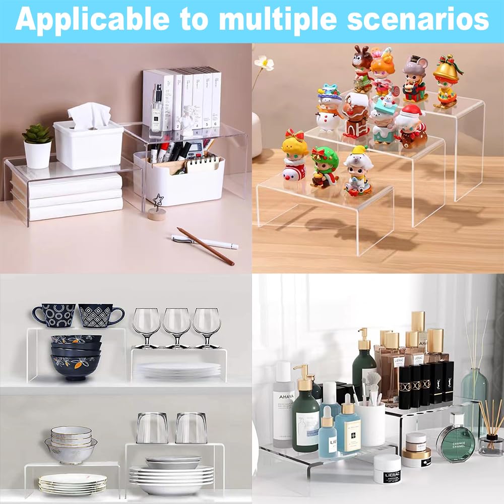 Set di 8 espositori in acrilico con ripiani in cristallo, espositore per cupcake, dessert, caramelle, bambole, profumi, action figure (grandi dimensioni, 8 pezzi)