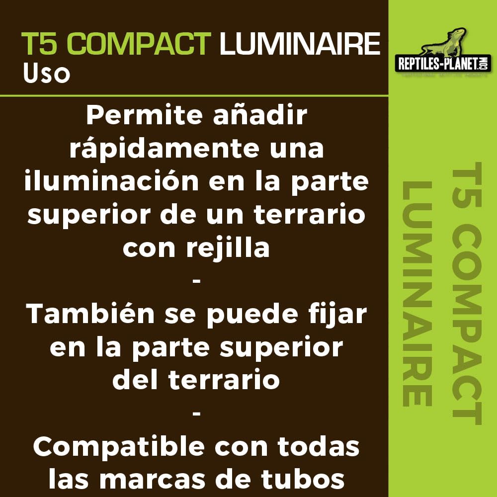 Reptiles-Planet T5 Compacto Luz Individual, 8W, 30cm Longitud