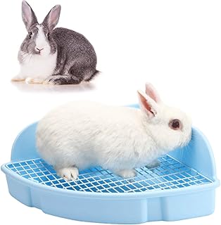 kathson Large Rabbit Litter Box, Pet Toilet Small Animal Litter Cage Potty Trainer Corner Box Bigger Pets Pan Fanshaped for Adult Guinea Pigs/Chinchilla/Ferret/Galesaur/Bunny (Blue)