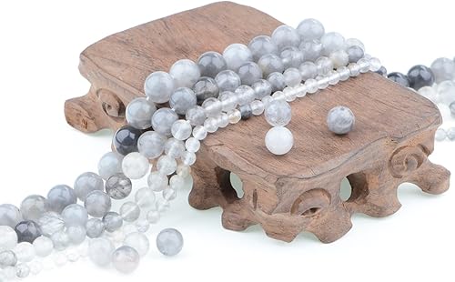 Miniatura 4 de Bymitel 90 piezas de cuentas sueltas redondas naturales auténticas y auténticas para hacer joyas de 15.5 pulgadas por hebra de 0.157in (cristales de