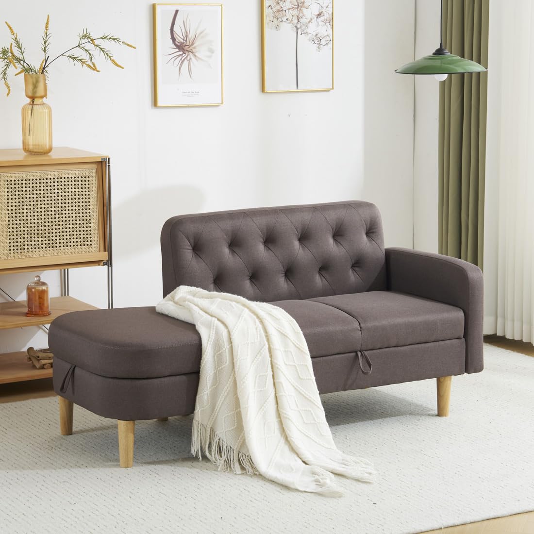 Amazon｜KJUUJE ソファ 2-3人掛け カウチソファ 収納機能 左右に使える