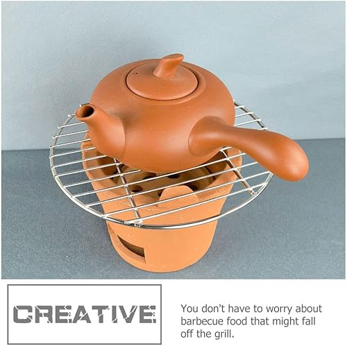 Miniatura 5 de Hemoton Malla redonda de acero inoxidable de 10 pulgadas para barbacoa, camping, hogar, parrilla, corte portátil, apto para horno al aire libre