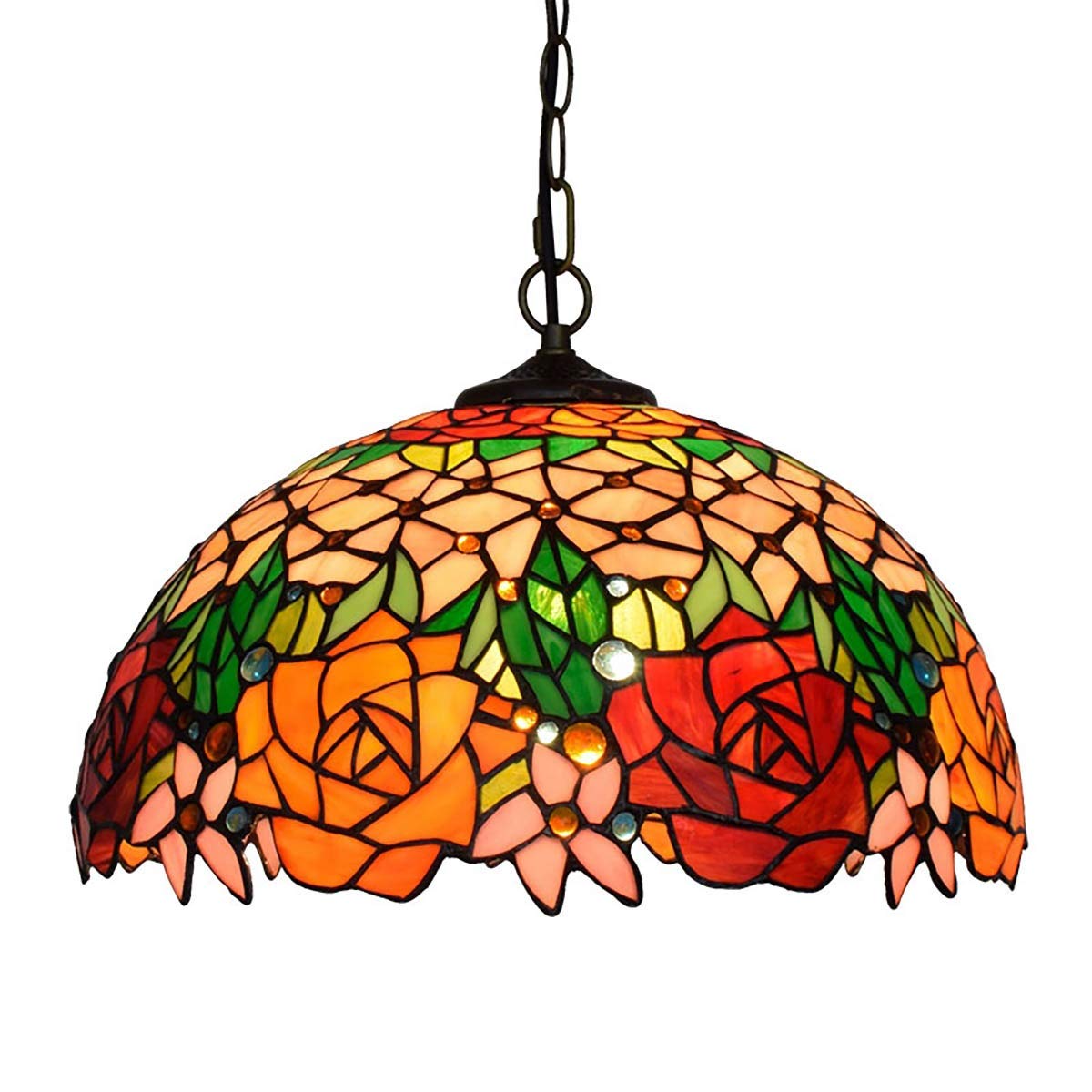 Lustre en vitrail Tiffany de 40 cm pour illuminer chaleureusement votre salle à manger rétro