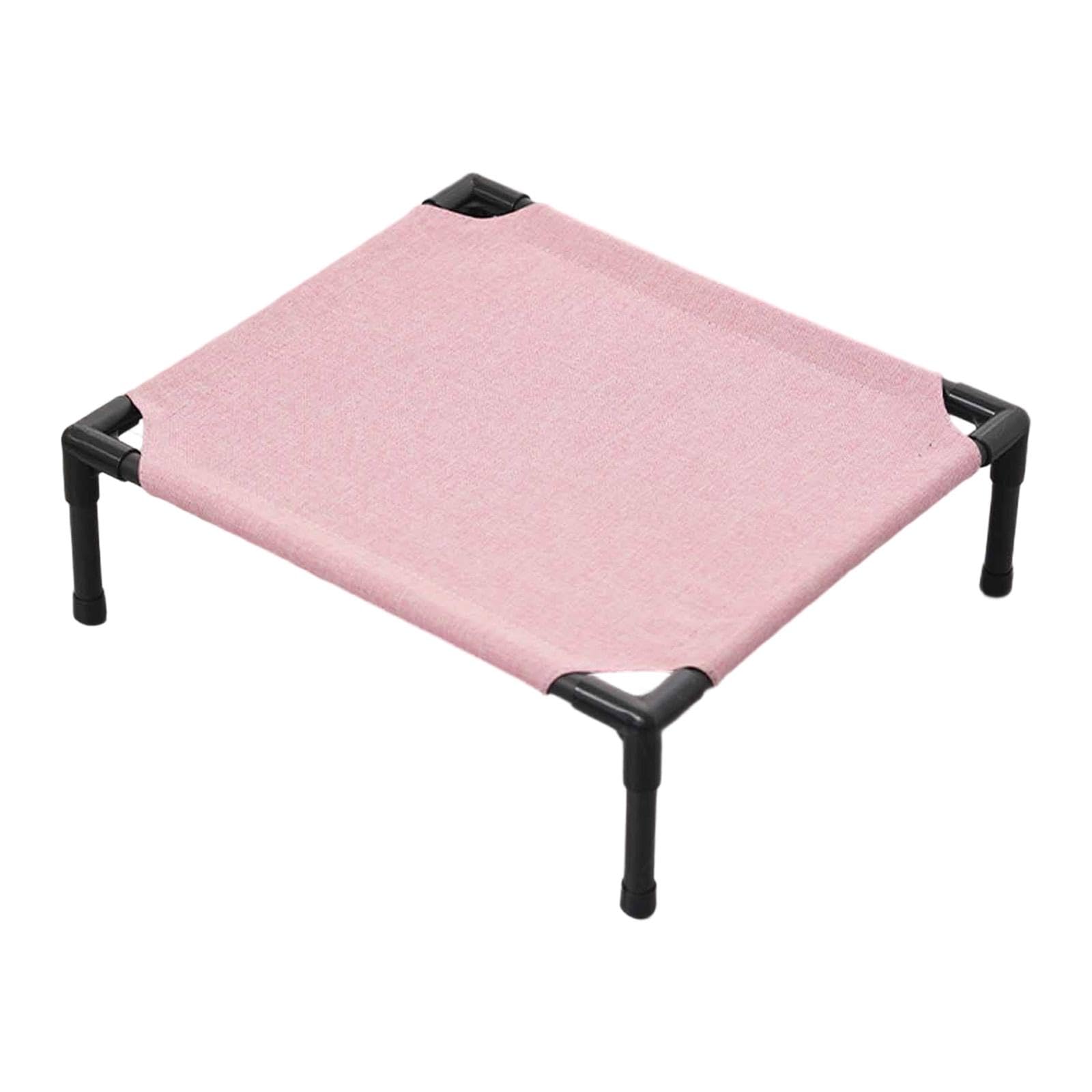 Cama Elevada para Mascotas con Estructura Ventilada Patas Antideslizantes Tela Oxford Lavable Y Hamaca Elevada Perros Pequeños Y Gatos E, Rosa, L
