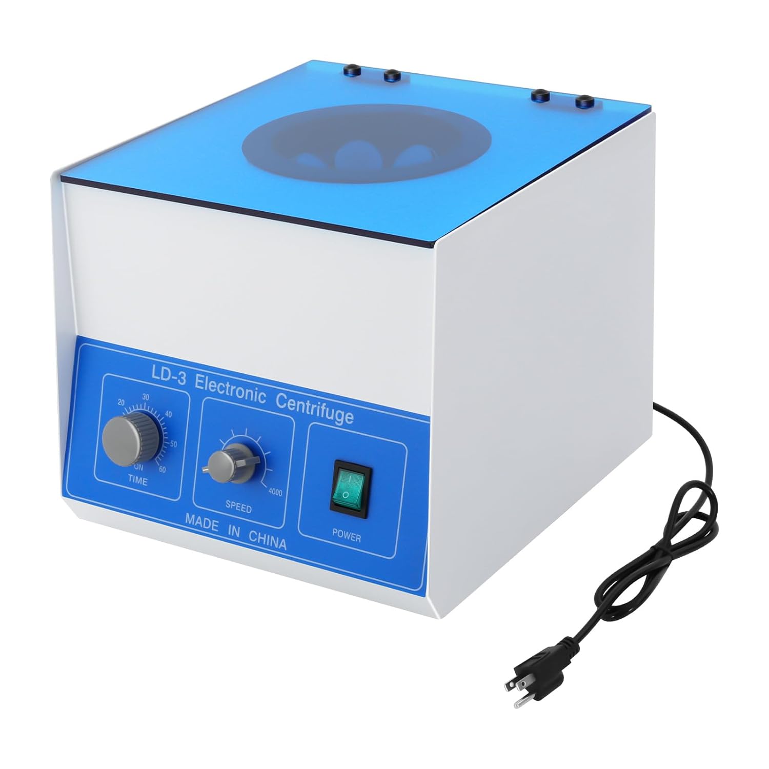 110V Electric Benchtop Centrifuge, 6 x 50ml LD-3 Lab Desktop Electric Benchtop Centrifuge with Timer and Speed Control, 4000r/Min Step-Less Speed Regulation, for Laboratory Practice