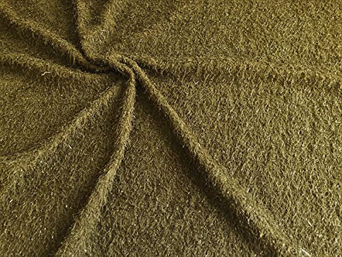 Tissu imitation fourrure de luxe vert kaki pour confectionner vos plaids de salon