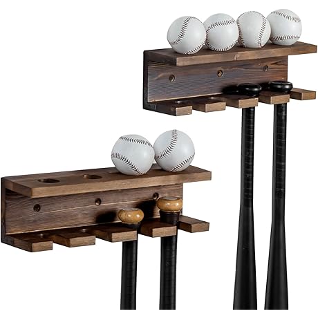 MyGift Baseball Rack Wall Display Shelf