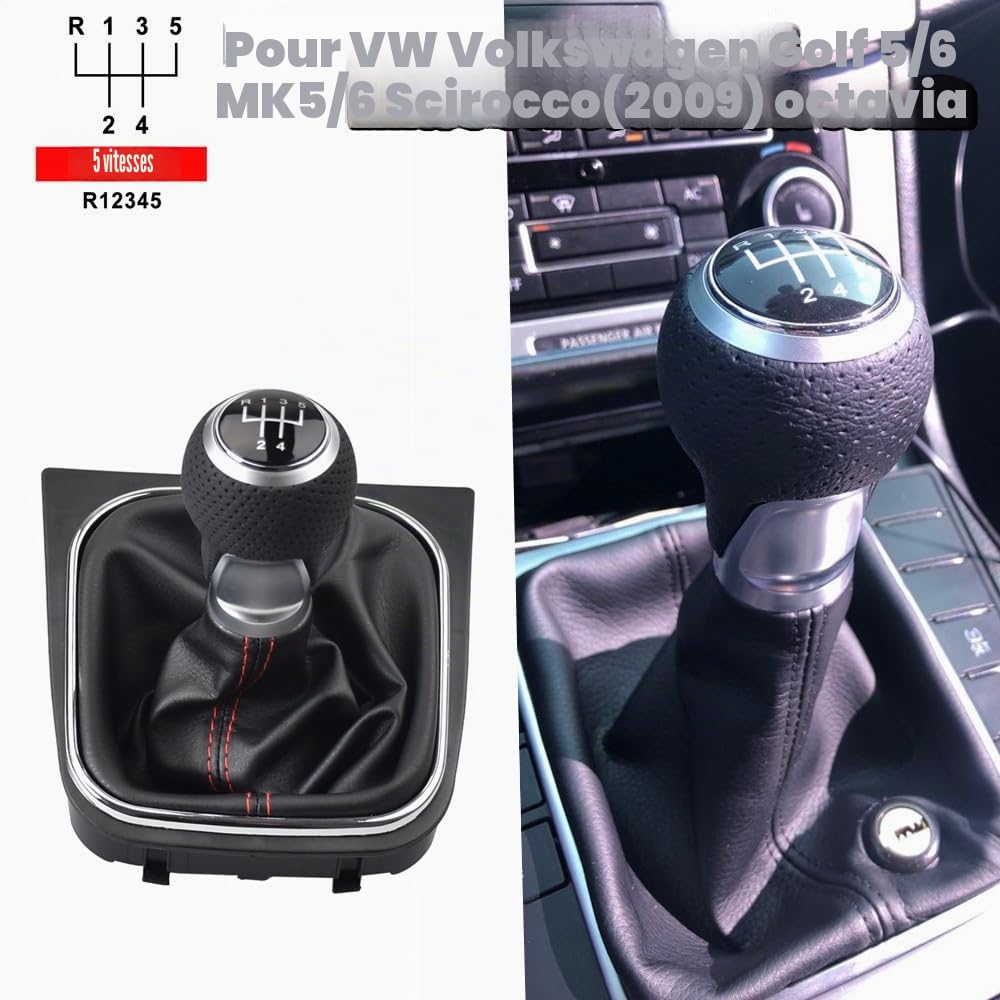 Kit De Pommeau De Levier De Vitesses à 5 Rapports | Pour Vw Golf / Rabbit / Jetta Mk5 (2004-2009) Pour Vw Golf / Jetta Mk6 (2010-2014) Pour Golf 5 Mk5 Gti Gtd R32 (2004-2009)