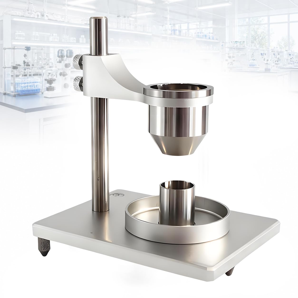 TsoLay Powder Flowability Tester, Powder Flow Meter and Bulk Density with 2.5mm/5.0mm Funnel & 25ml Cup, 60° Funnel & Spirit Level, Stainlesssteel 2.5+5.0mm for Laboratory Metal and Ceramic Powders
