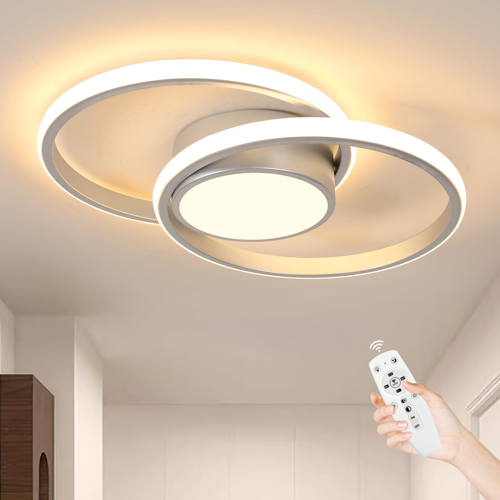 DELIPOP Plafon LED Techo Regulable, 40W Lampara Techo con Mando a Distancia 3000K-6500K, Moderno Lamparas de Techo Redondo para Dormitorio Salon Baño Cocina Comedor Pasillo