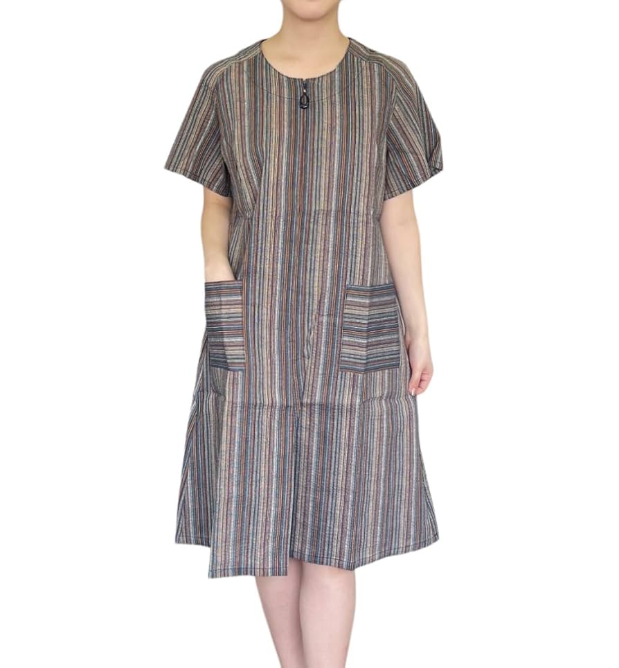 Amazon.co.jp: ［COTTON松井］しじら織Aラインワンピース／日本