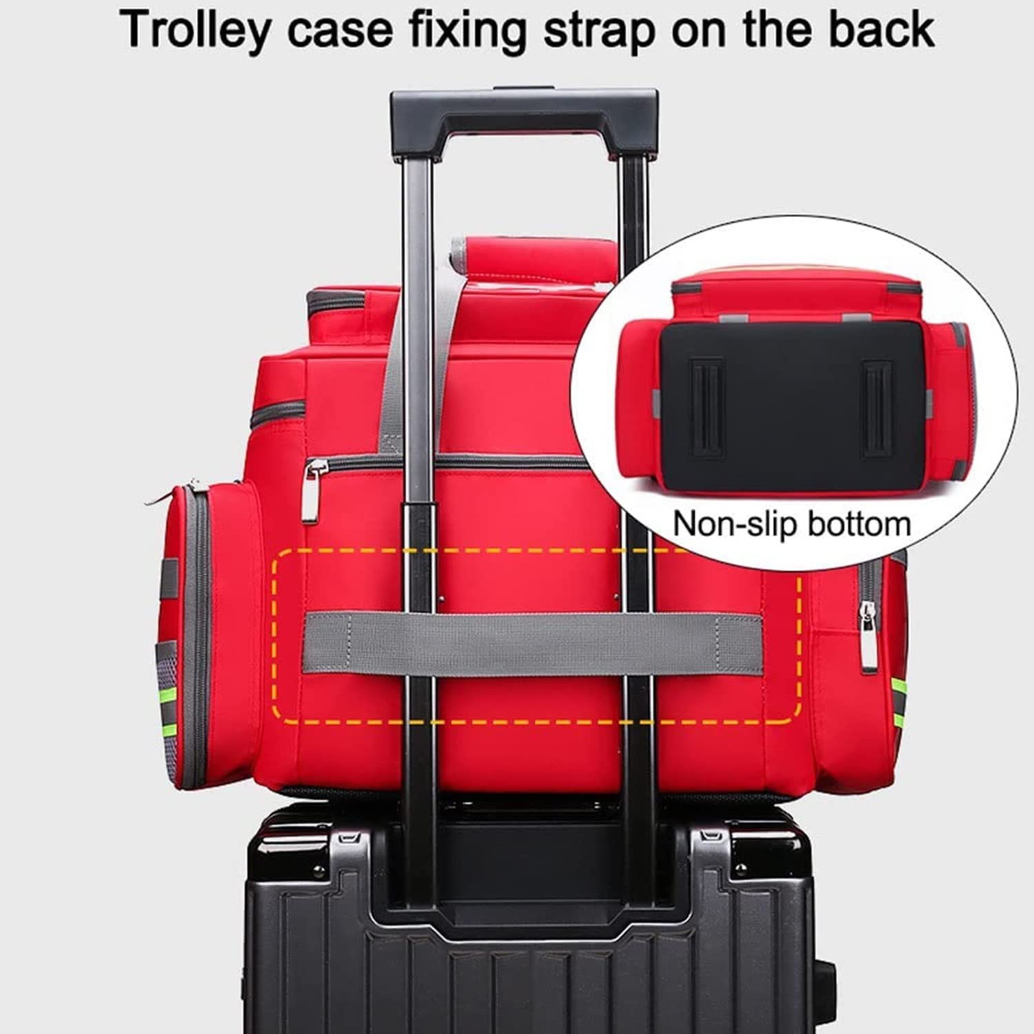 Erste-Hilfe-Set Medizinische Tasche Leere Notfallrettungstasche für den Außenbereich wasserdichte reflektierende Oxford-Reisetaschen mit Mehreren Taschen (Color : Red)