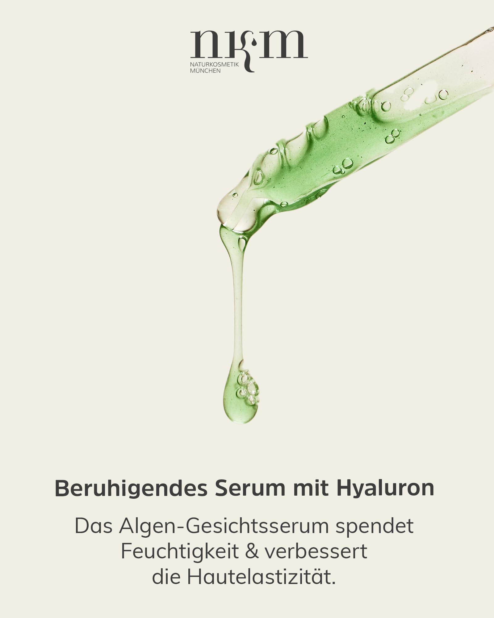 nkm Naturkosmetik München Algen-Hyaluron Serum - 30 ml - Gesichtsserum mit Hyaluron - Spendet Feuchtigkeit - Vegan - Für alle Hauttypen - Dermatologisch Getestet