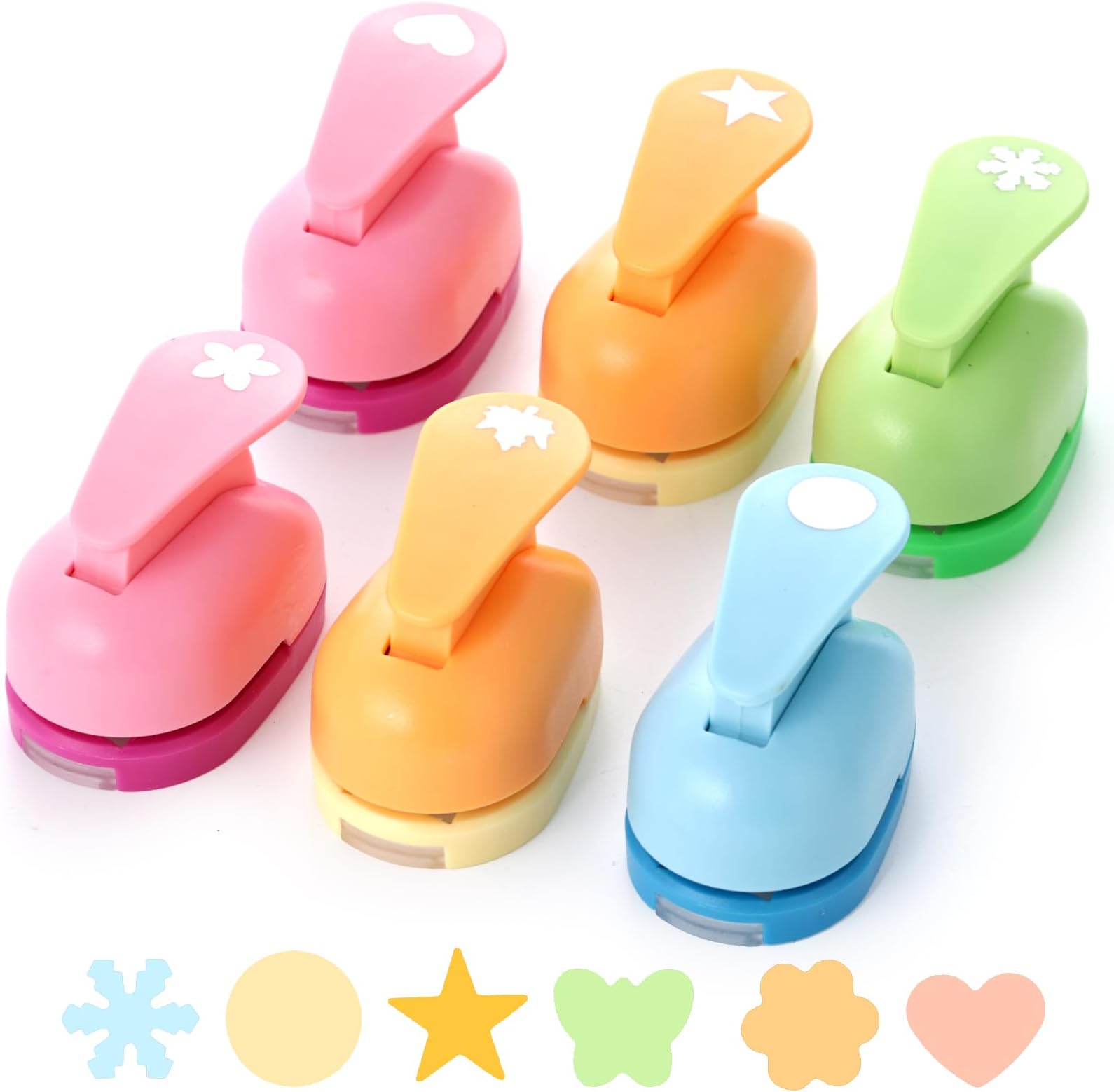 LOVEINUSA 6PCS Shape Paper Craft Hole Punch Set, Tool Paper Hole Punch Shapes Creative Handmaking for DIY Scrapbooking, Greeting Cards, Festival Decoration, Albums Photos