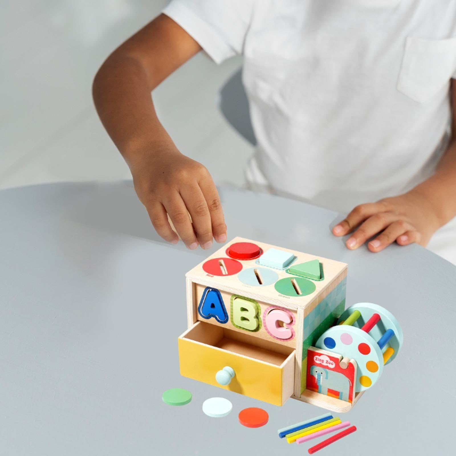 Cubo attività in Legno, Gioco di Smistamento di Forme Multiple, sul Tatto per Lo Sviluppo della Coordinazione Motoria E Sensoriale, Style B