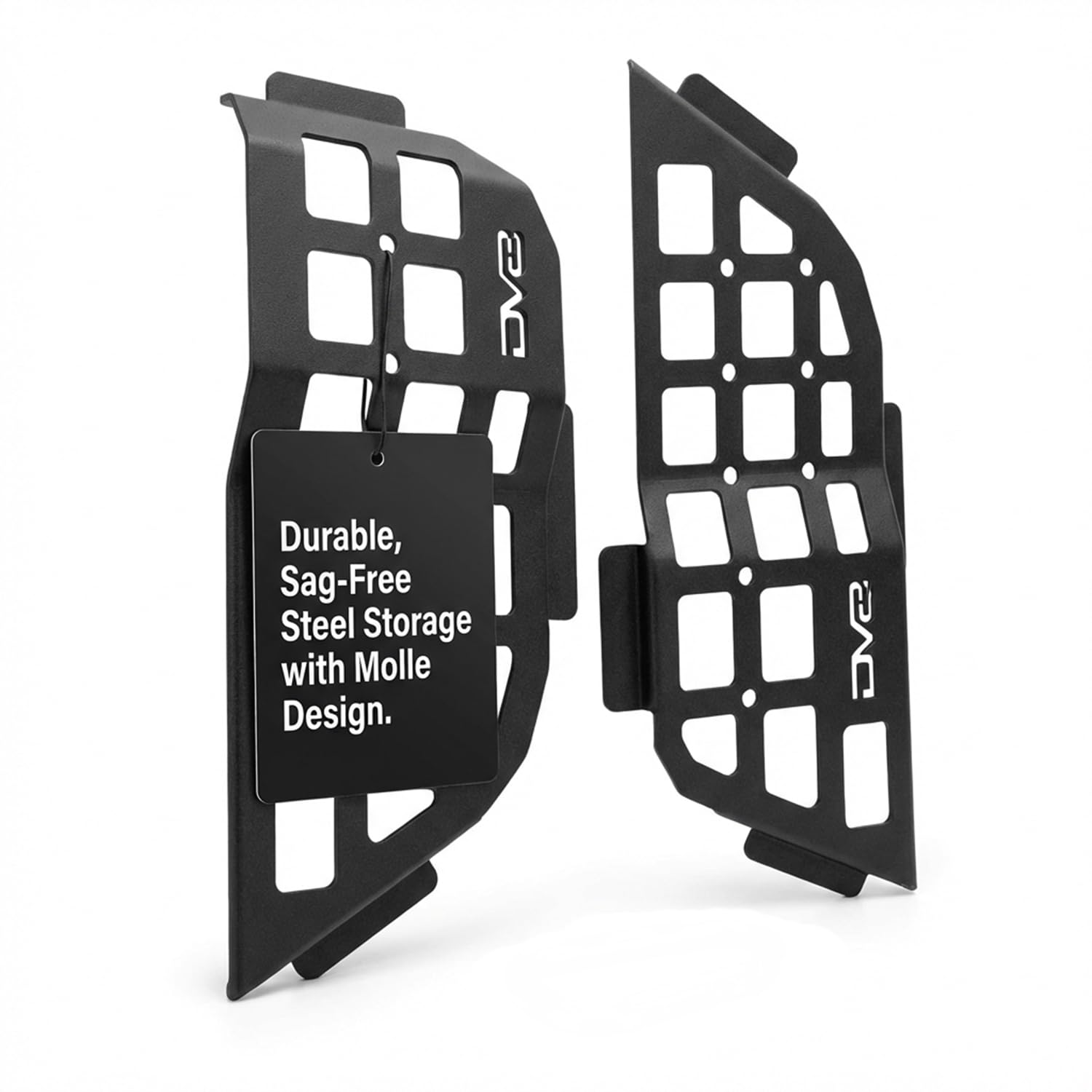 DV8 Offroad Rear Door Pockets Compatible with Jeep Wrangler JL (2018-2025) & Gladiator JT (2020-2025) - Rigid Steel Molle Panel Storage Organizer, Replacement for Saggy Nets, Black