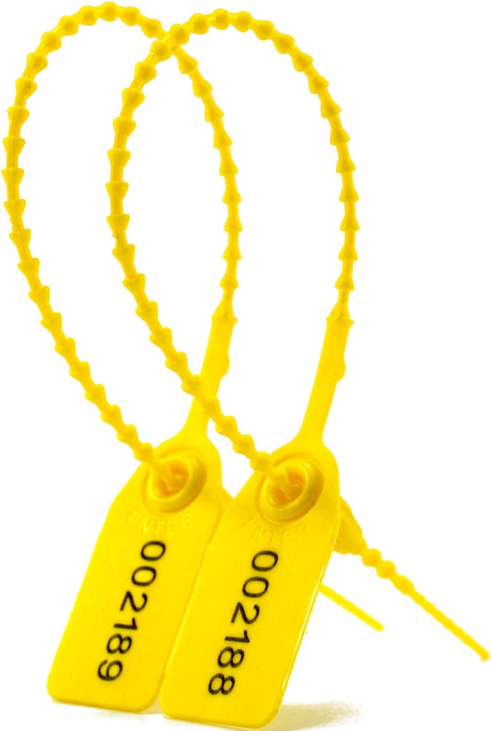 EASY 100 Plastic Tamper Seals, Zip Ties for Fire Extinguishers Pull Tite Security Tags Numbered Disposable Self-Locking Tie 250mm Length (Yellow)
