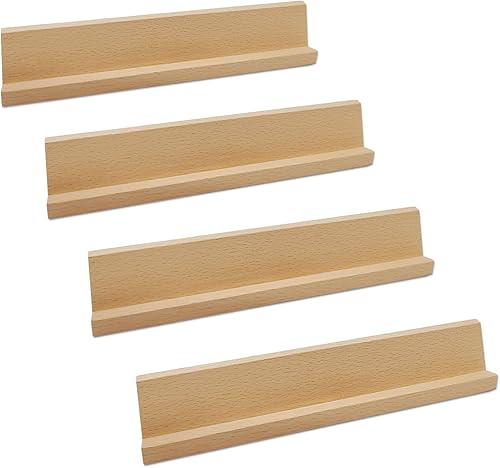 Miniatura 2 de Juego de 4 bandejas de dominó de madera, juego de 4 soportes de dominó, 4 estantes de madera de haya para juego de azulejos de dominó, azulejos no