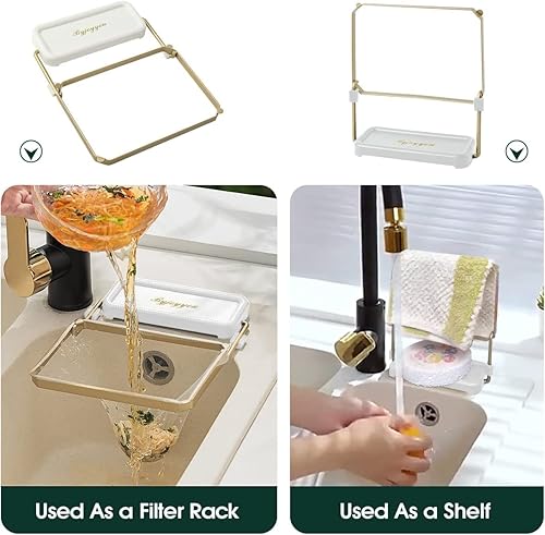 Miniatura 3 de Soporte de pantalla para filtro de residuos de cocina, colador de malla fina, incluye 50100 redes (blanco + 50 bolsas de colador)