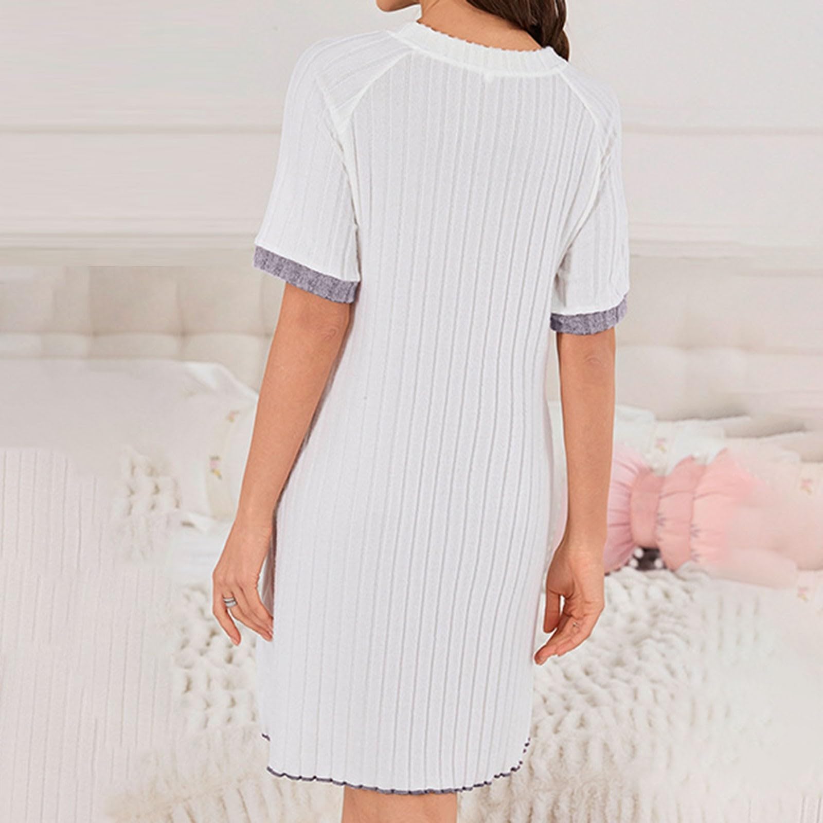Ropa de Dormir acogedora de Temporada, Suave y Agradable para la Piel, con Camiseta de Manga Larga y Pantalones Cortos/Largos para Estar en casa.