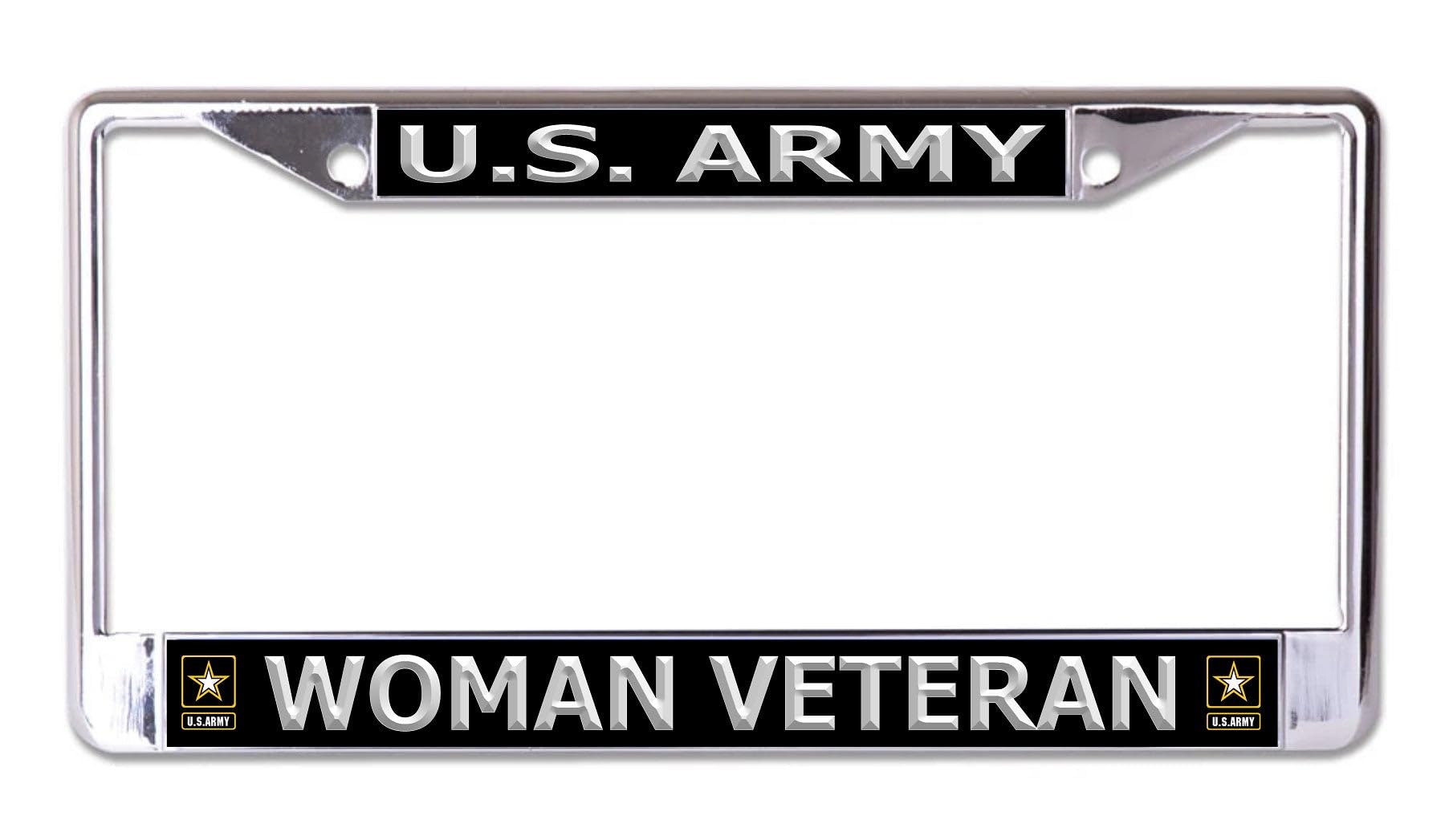 U.S. Army Woman Veteran Sliver Letters Chrome License Plate Frame