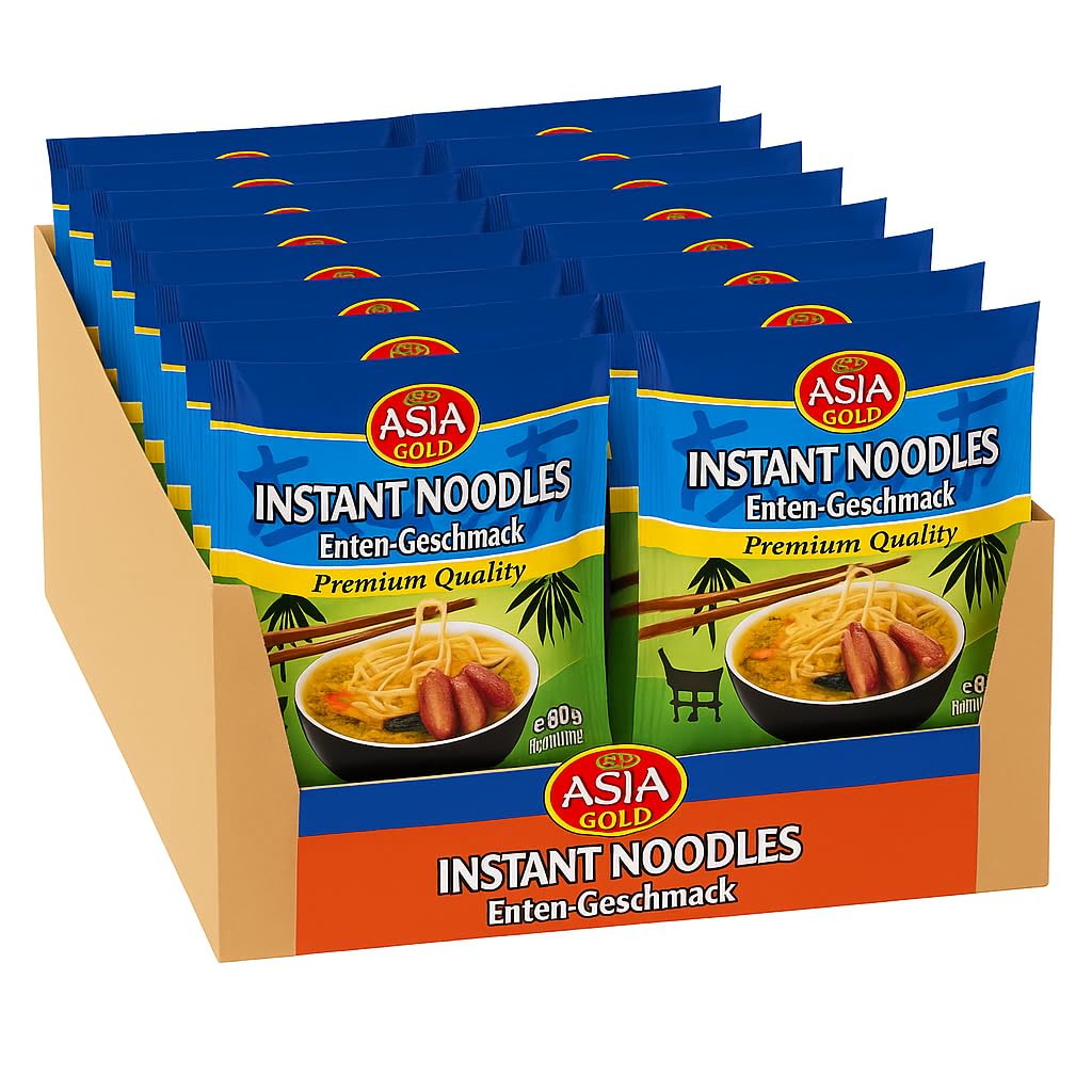Asia Gold Instant Nudeln Probierset (30er Pack) – Asiatische Fertignudeln mit Entengeschmack - (30er Pack, Ente)