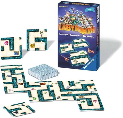 Miniatura 2 de Ravensburger 20849 Labyrinth Card 20849 - Clásico familiar para 2-6 jugadores, juego para niños a partir de 7 años, gris, morado, plateado, amarillo