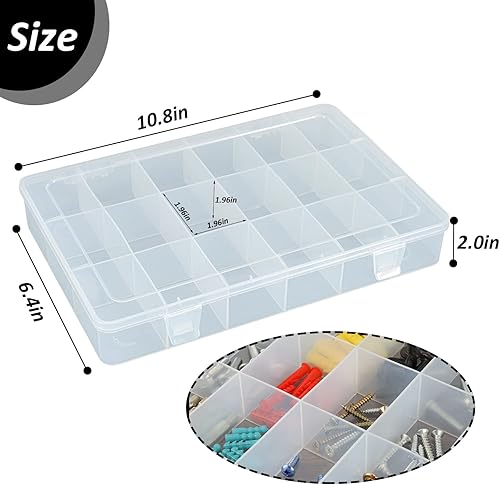Miniatura 2 de JforSJizT Paquete de 2 cajas de almacenamiento organizadoras de hilo de coser de 30 rejillas grandes, con divisores ajustables, soporte de plástico