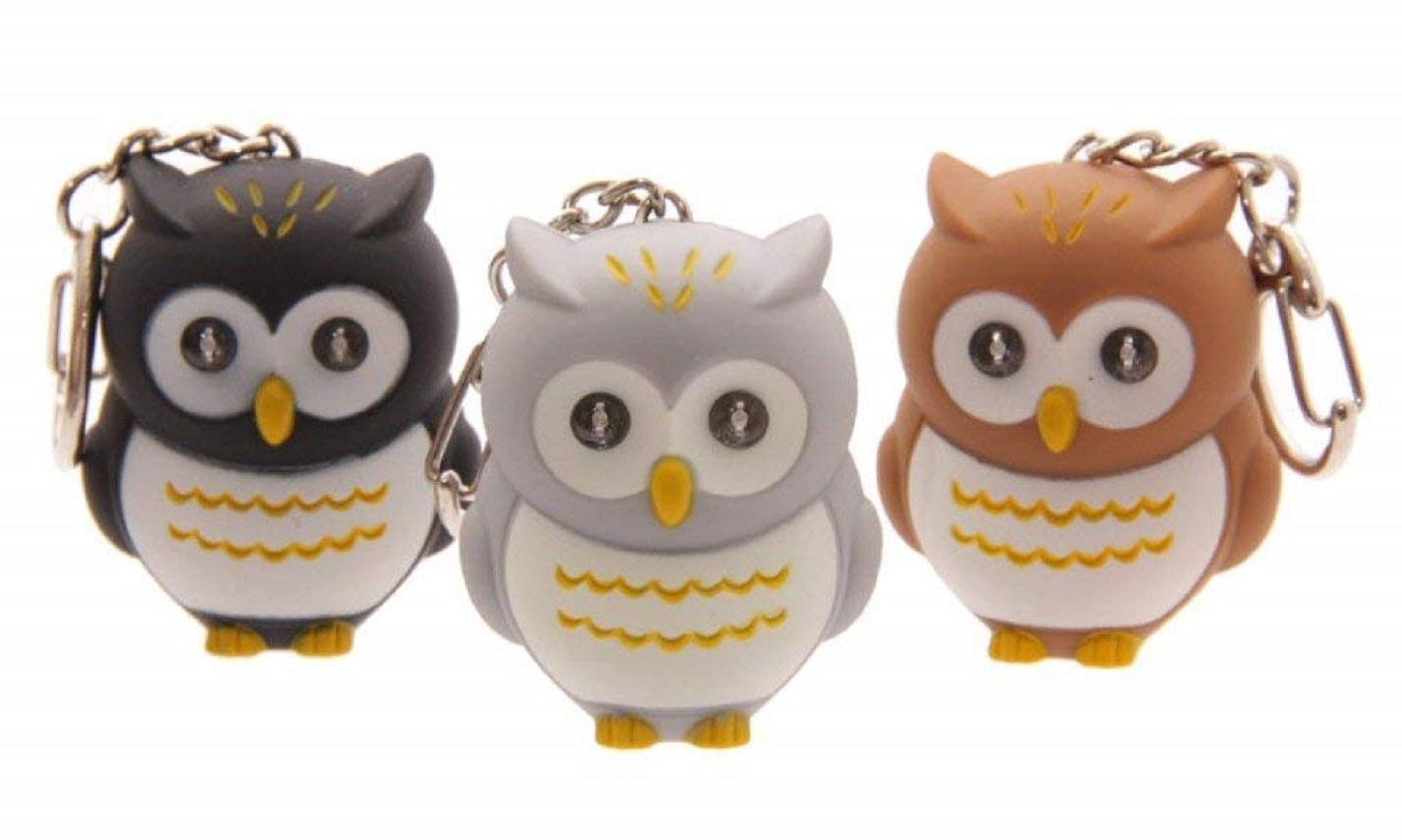 Hooting Owl LED Torch Keyring, Fun Cute LED Key Chain with Light for Bags, Purses (Random color)