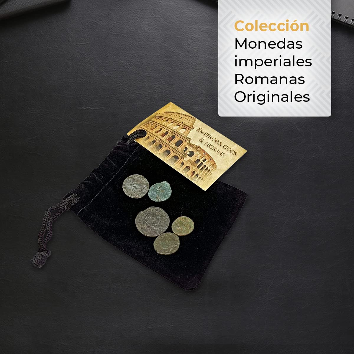 IMPACTO COLECCIONABLES | Auténticas Monedas Antiguas Romanas 300-400 d.C | Colección del Imperio con Emperadores, Dioses y Legiones | Inspeccionadas por Expertos y Presentadas en Bolsa de Terciopelo