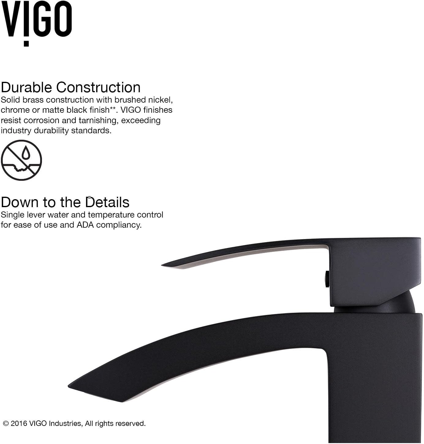 VIGO VG01015MB 7" H Satro Matte Black Single-Handle Single Hole Vessel Deck-Mount WaterSense Waterfall Bathroom Sink Faucet