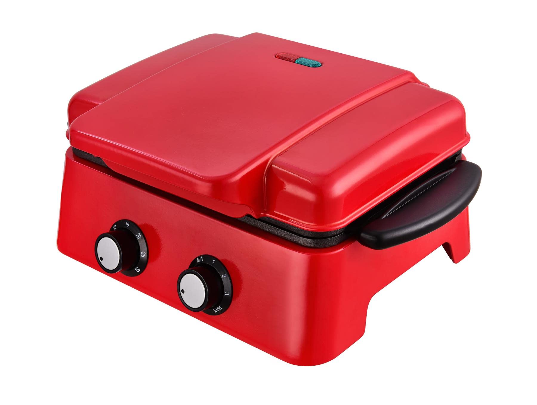 Kalorik TKG LCM 1002 RD Lavakuchen-Bäcker, für bis zu 6 Küchlein, regelbares Thermostat, manueller Timer, inkl. Muffin-Backeinsatz, 900 Watt, Rot/Schwarz