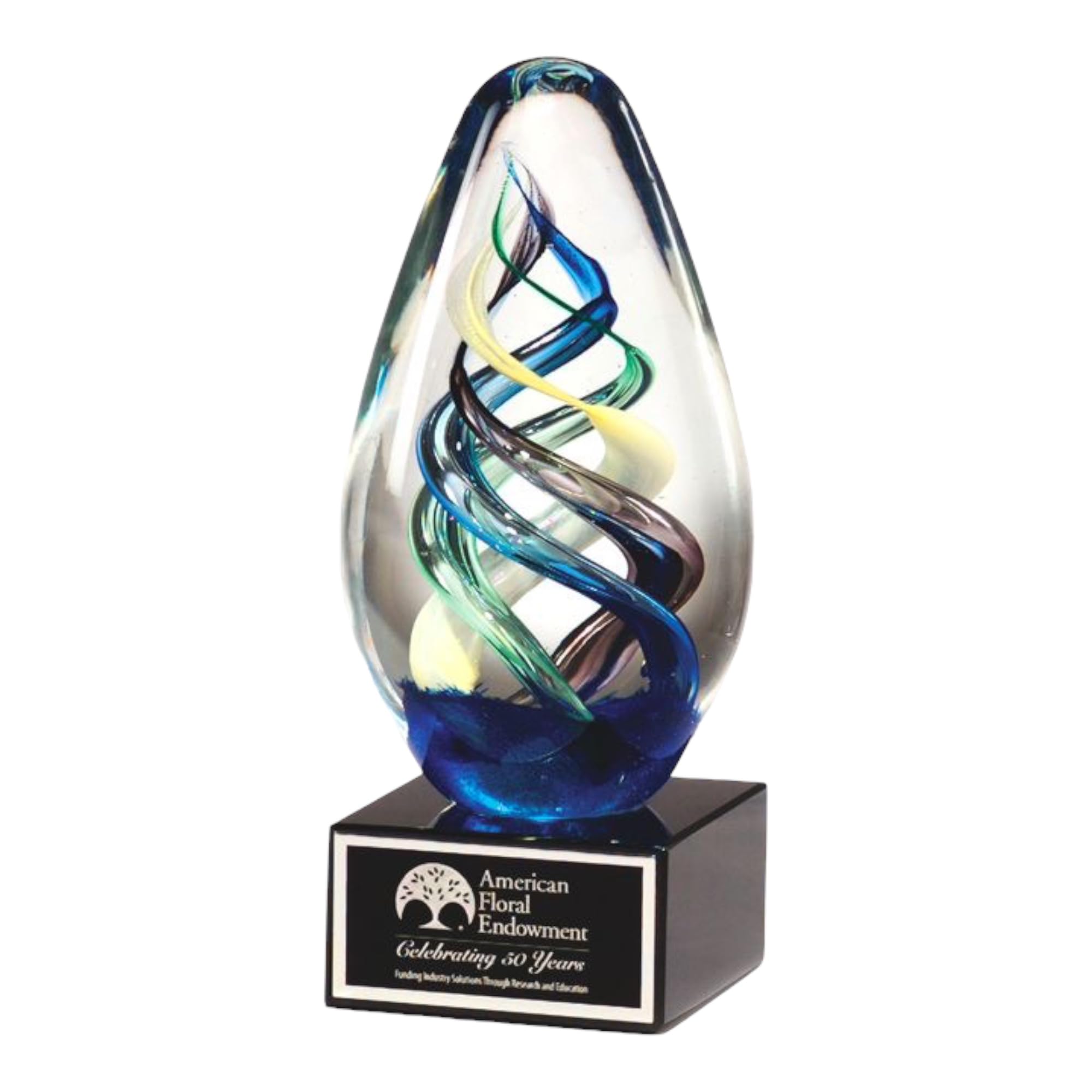 Hit Trophy Egg Shaped Art Glass Award