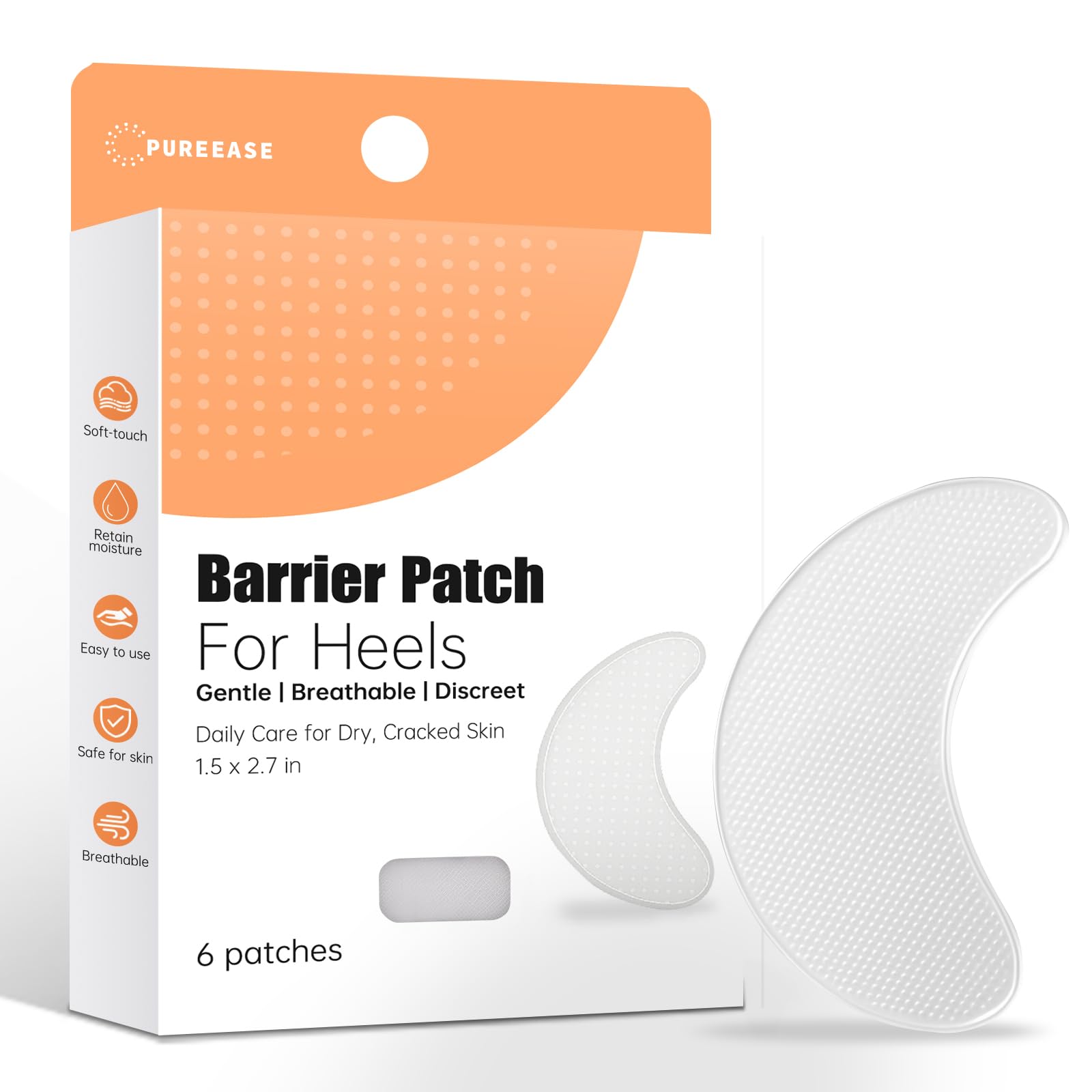 PUREEASE Moisturizing Crack Patches –for Linear, Single Small Crack,for Dry,Cracked Heels,Soles, Toes Skin Relief, Hydrating Care – Flexible &