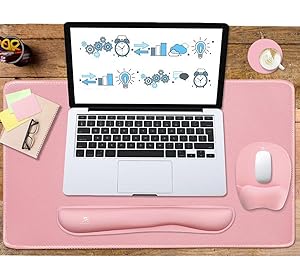 WB WEIRDBEAST Keyboard Wrist Rest Large Mouse Pad Wrist Support for Computer, 4 in 1 Memory Foam Keyboard Pad Desk Mat Ergonomic Hand Rest Wrist Cushion for Home Office Gaming-Pink