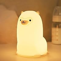 Vista 7 de Tremdwoto Alpaca Night Light for Kids，7 Color Baby Nightlight with Touch Control & 1H Timer, Battery Operated Soft Animal Night Light for Nursery