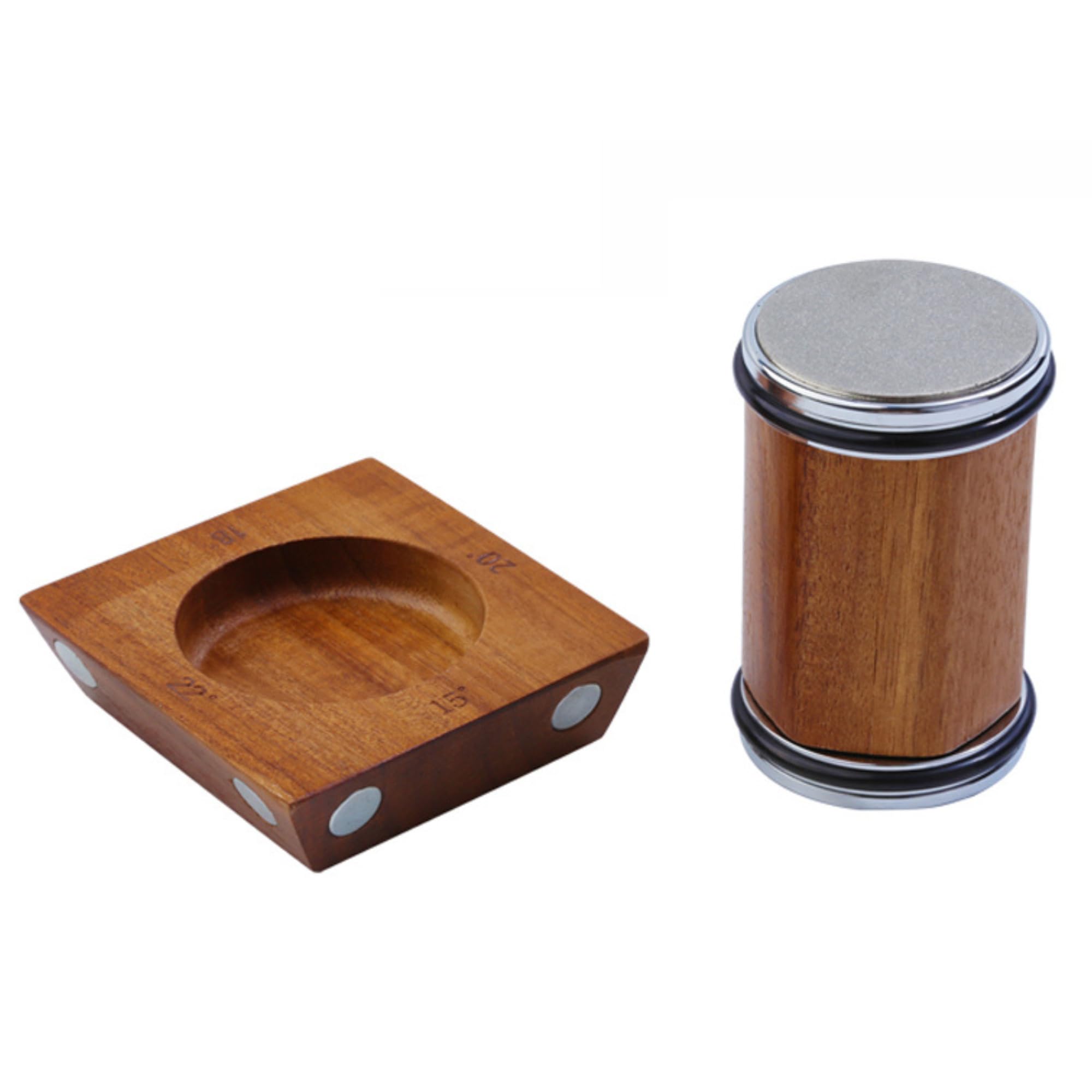 Acacia Rolling Knife Sharpener for Straight Edge with Industry Diamonds for Steel of any harness and Magnetic angle Technology with 15, 20 Degrees (Shapener Set) (Sharpener Set)