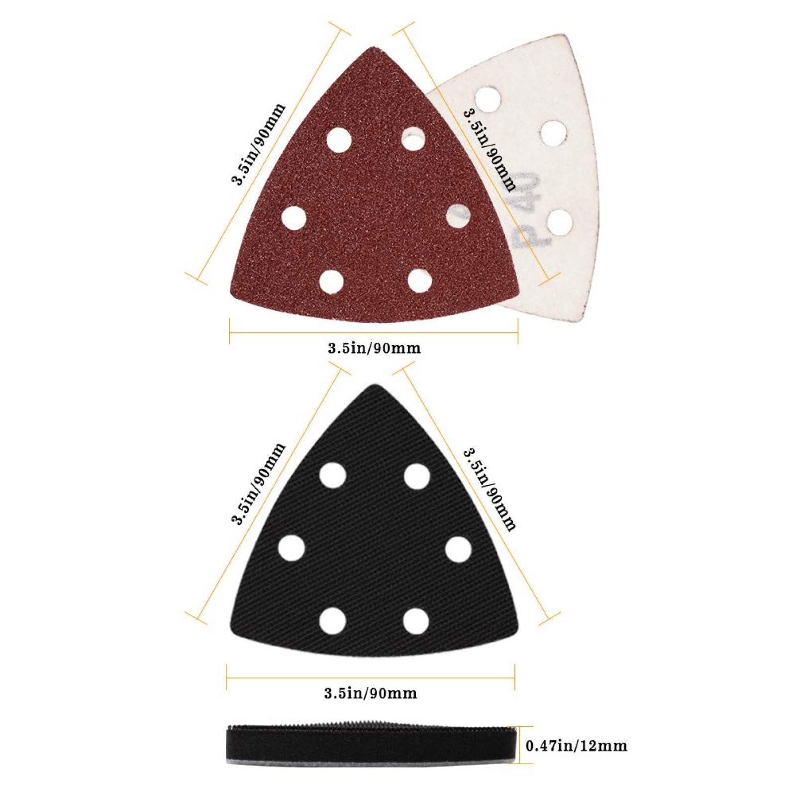 61 Disques De Ponçage Triangulaires À Boucles Et Crochets De 90 Mm Assortis De Grains 40/60/80/100/120/240 Avec Coussinet Tampon En Éponge Douce