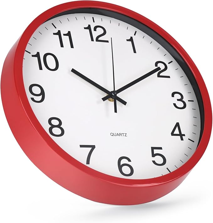 Reloj de Pared Redondo Analógico Silencioso 30 cm Color Rojo miniatura 2