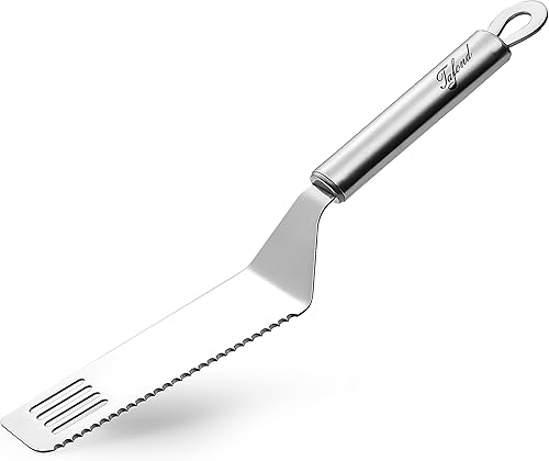 Miniatura 8 de Cortador de tartas y servidor de acero inoxidable, cortador de pasteles y espátula de pastelería con hoja dentada, juego de 1