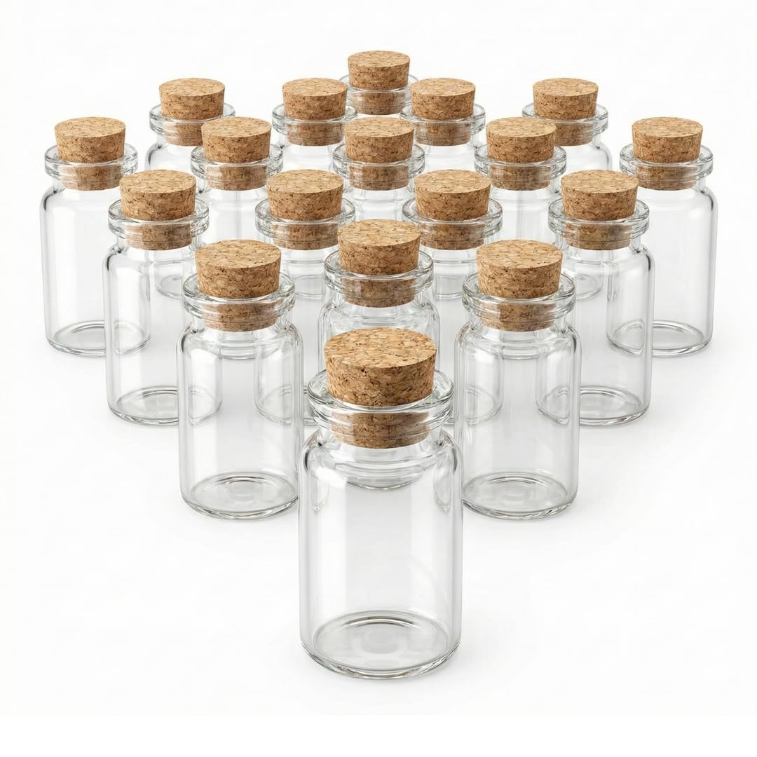 Amazon｜I'm so happy 小瓶 ガラス コルク栓 蓋付き おしゃれ ミニ