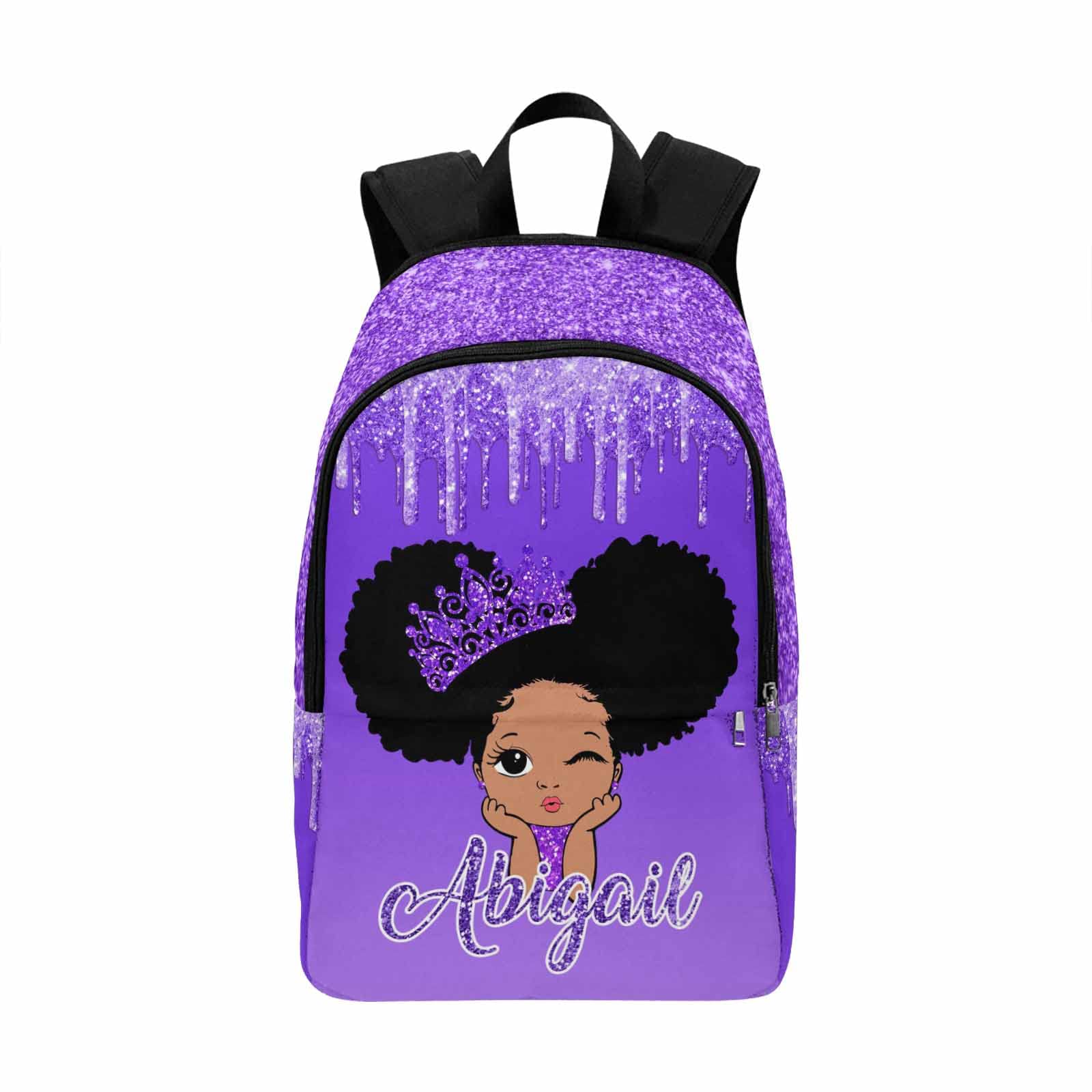 MyPhotoPrint Custom with Your Name Backpack Peekaboo Girl Purple Personalized Lightweight Book Bag for Teens Travel Hiking Camping Daypack