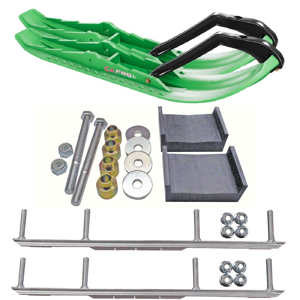 C&A Pro Green TMX Snowmobile Skis w/ 9