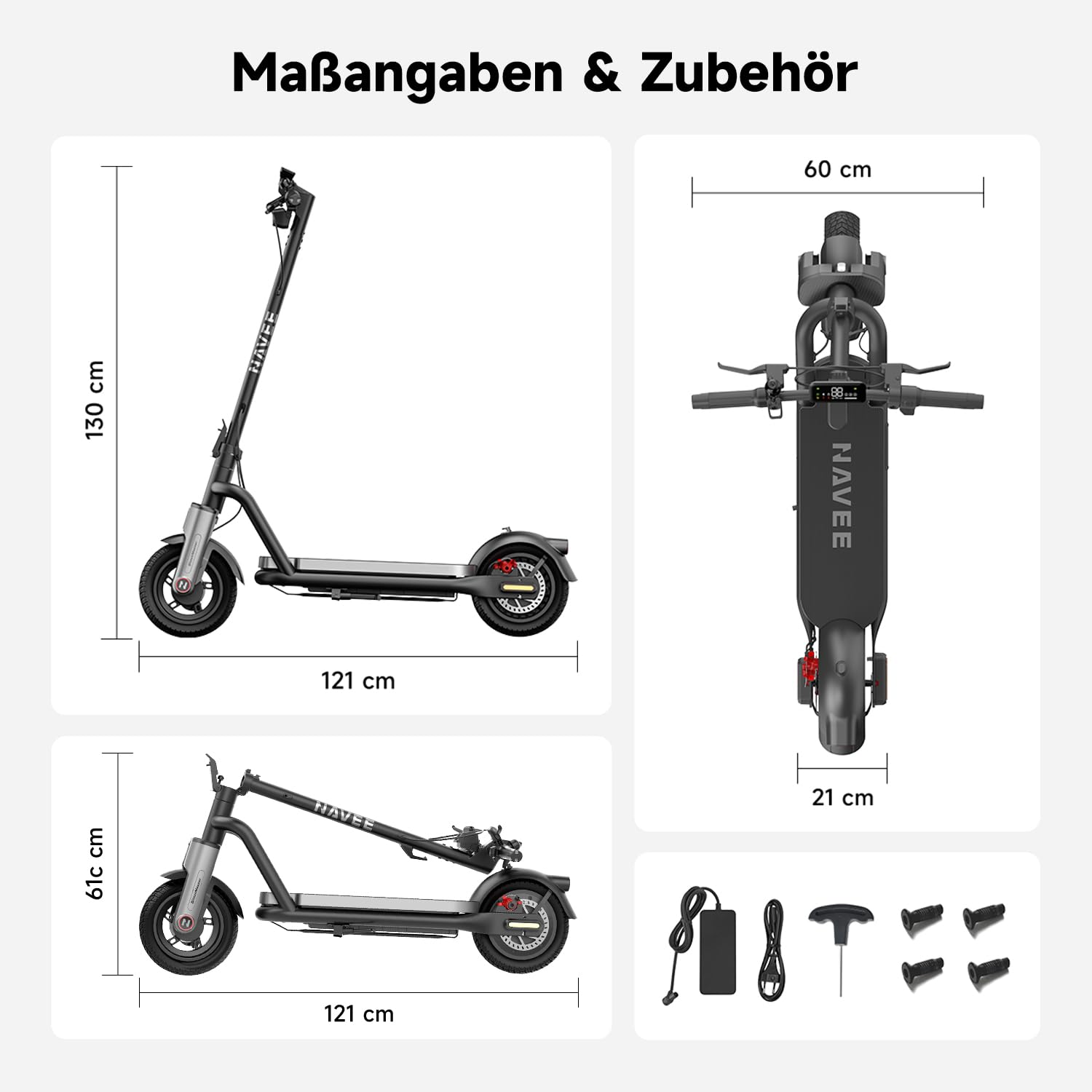 NAVEE N65i Serie, e Scooter mit Straßenzulassung, Scooter Electric ABE, 10 Zoll, max. 65-70 km | Vierfach-Federung | Klappbar mit IPX5 & TÜV-Zulassung Elektroscooter Elektroroller für Erwachsene