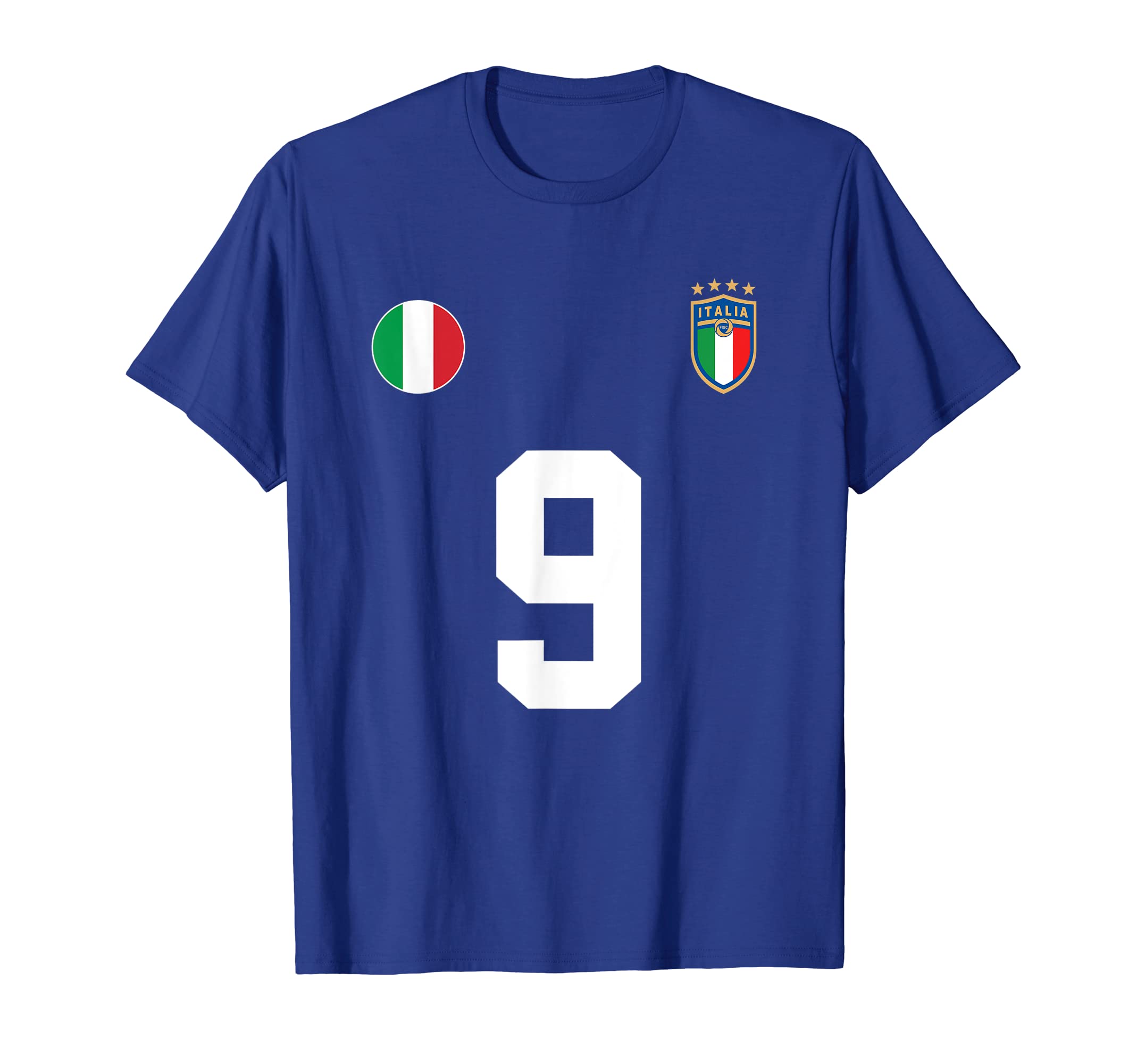 SPORTTEE Co.Italia Team Sports Number 9 Italy Soccer Fan Italian Flag T-Shirt